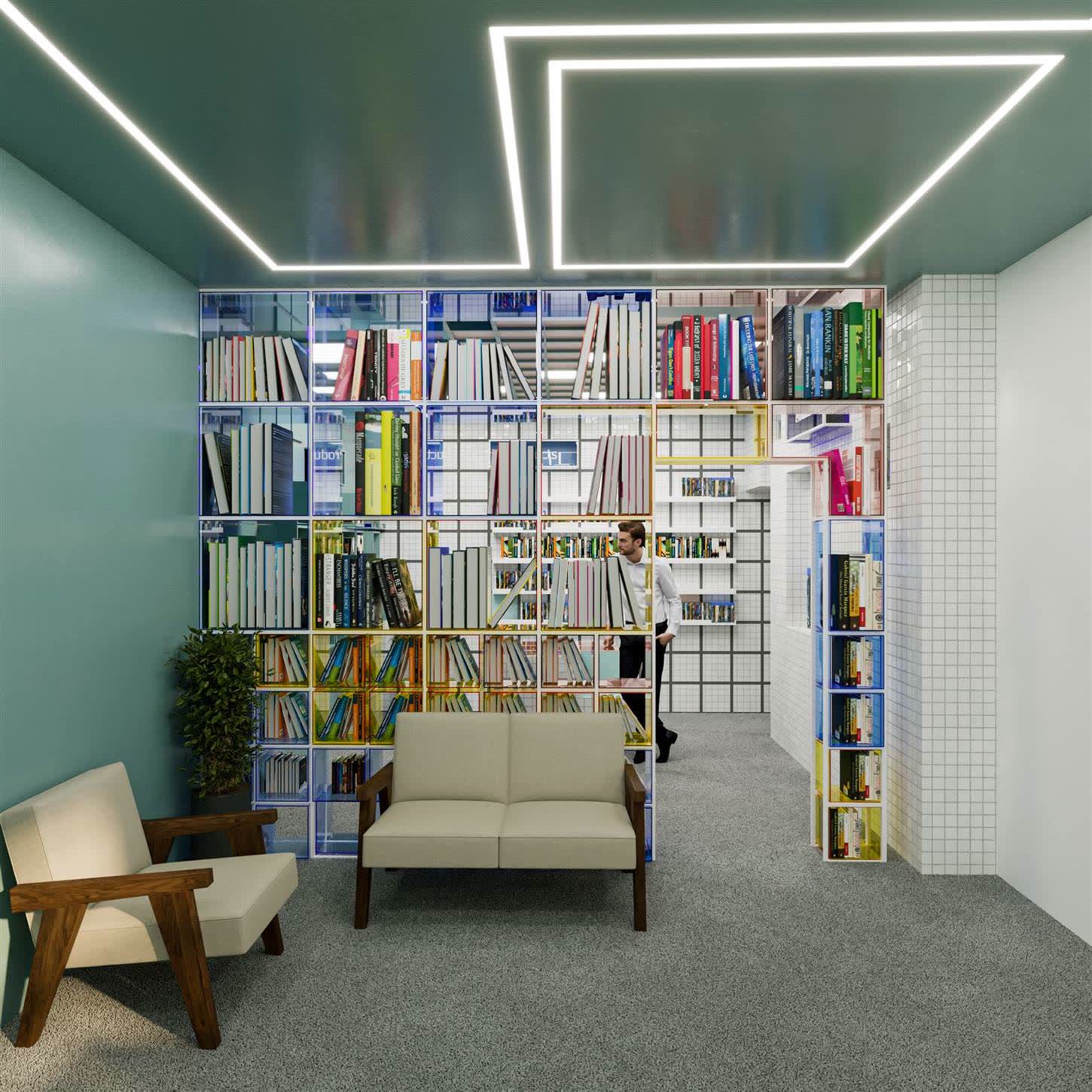 قفسهبندی رنگی و چیدمان محصول در یک فضای فروشگاهی؛ نمونهای از طراحی دکوراسیون تجاری